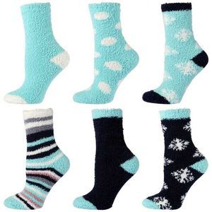 6 Pairs Womens Soft Cozy Fuzzy Winter Warm Slipper Socks Multi Color 9-11